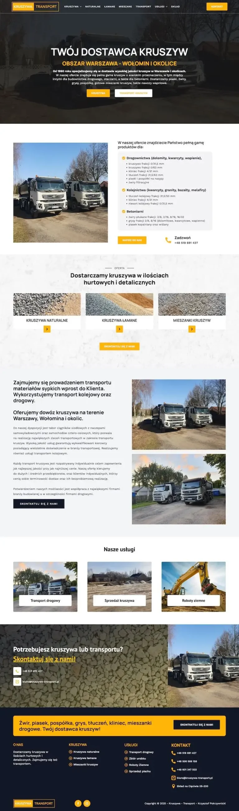 Zrzut strony Kruszywa Transport